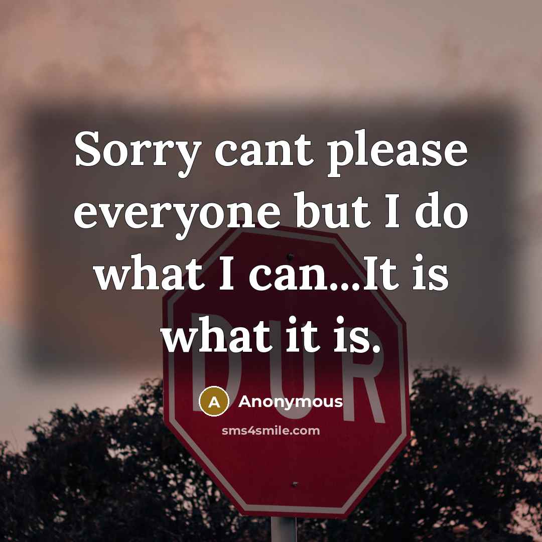 “Sorry cant please everyone but I do what I can...It is what it is.” quote by Anonymous