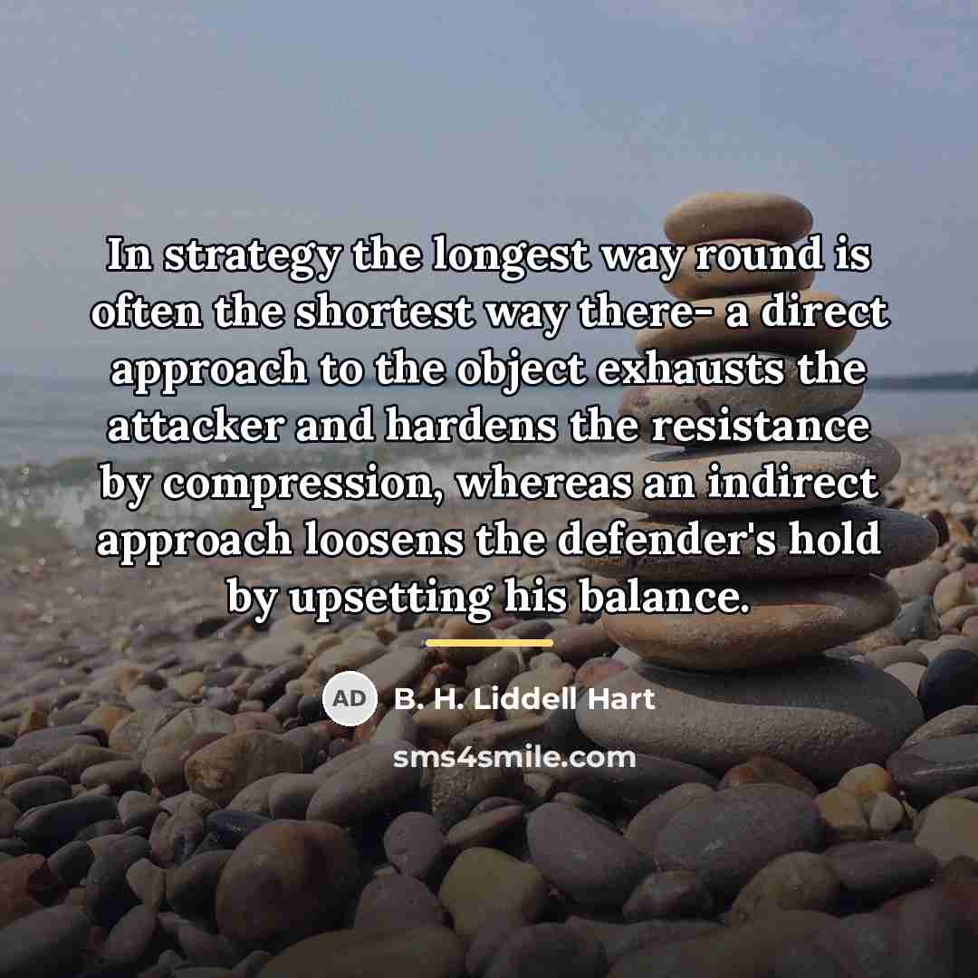 “In strategy the longest way round is often the shortest…” quote by B. H. Liddell Hart