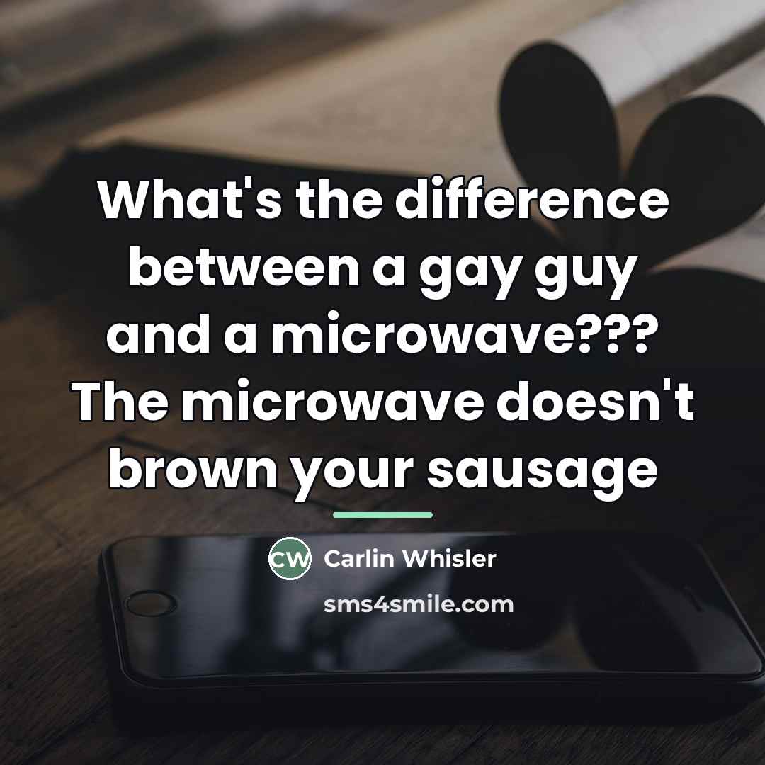 “What's the difference between a gay guy and a microwave???…” quote by Carlin Whisler