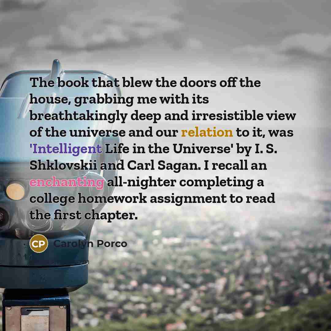 “The book that blew the doors off the house, grabbing…” quote by Carolyn Porco