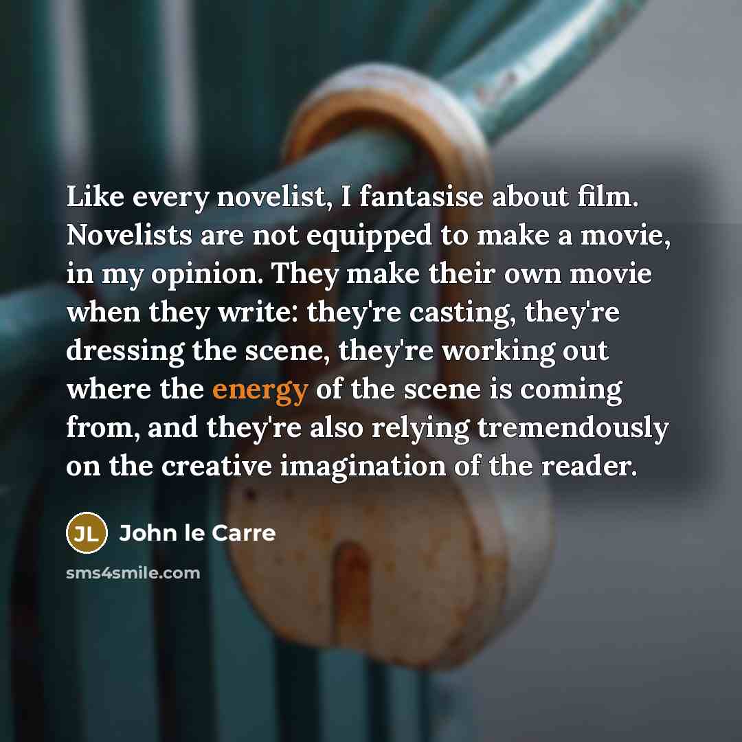 “Like every novelist, I fantasise about film. Novelists are not…” quote by John le Carre