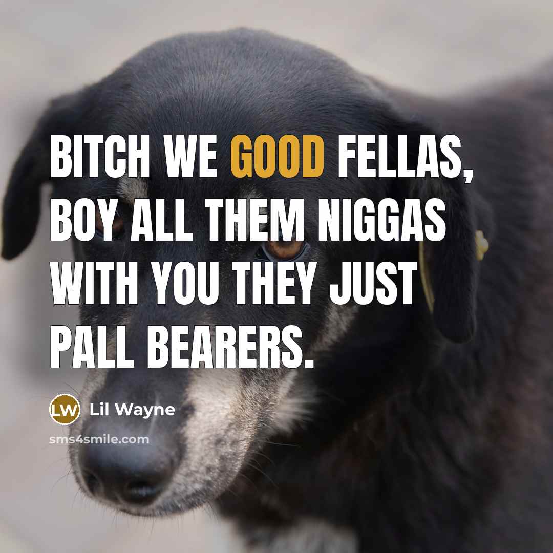 “Bitch we good fellas, boy all them niggas with you…” quote by Lil Wayne