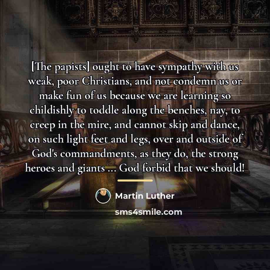 “[The papists] ought to have sympathy with us weak, poor…” quote by Martin Luther