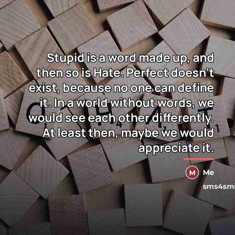 “Stupid is a word made up, and then so is…” quote by Me