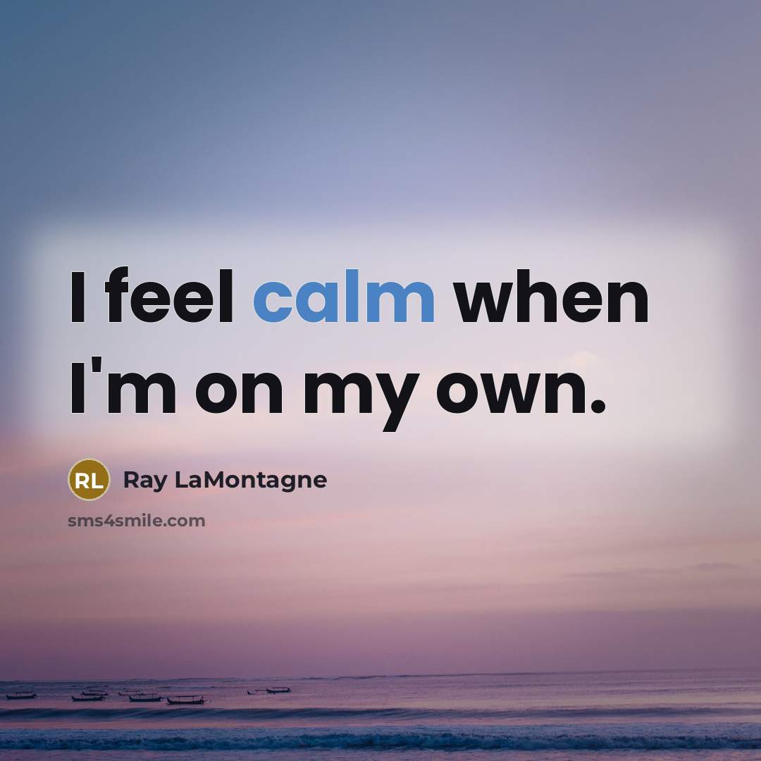 “I feel calm when I'm on my own.…” quote by Ray LaMontagne