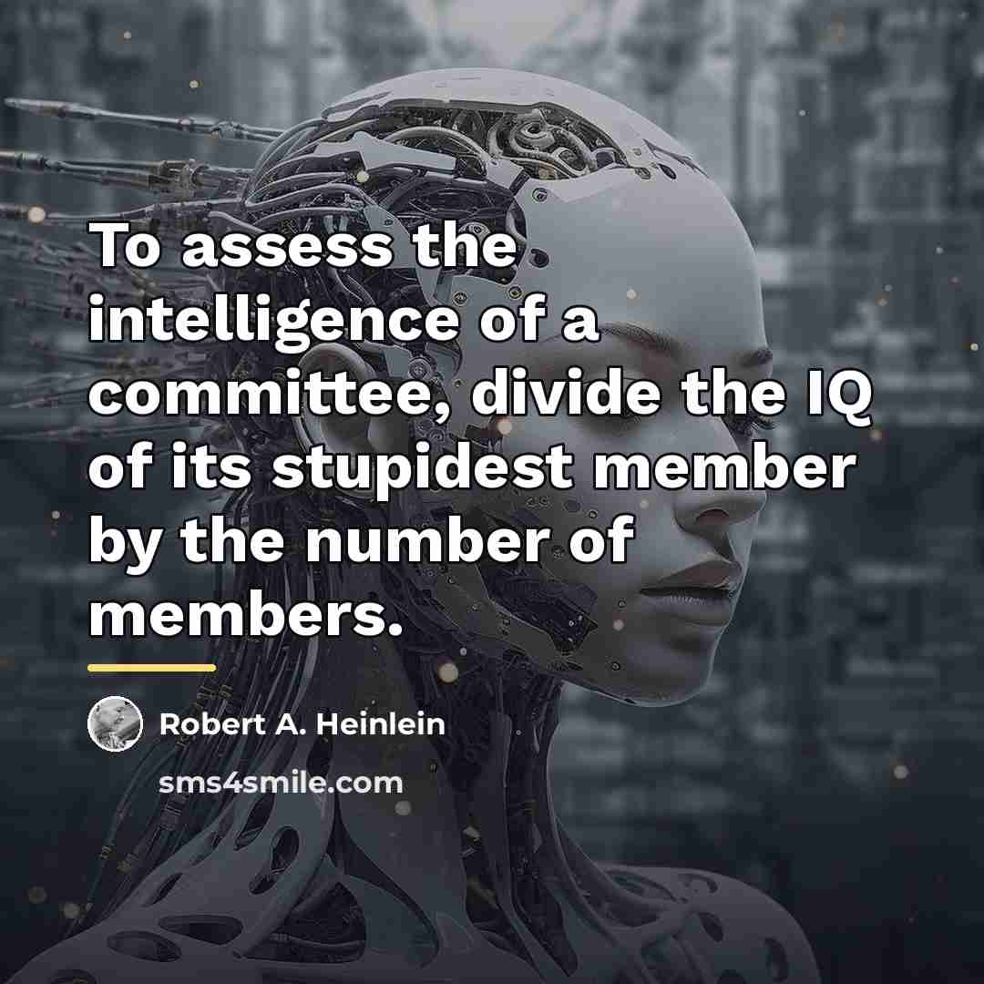 “To assess the intelligence of a committee, divide the IQ…” quote by Robert A. Heinlein