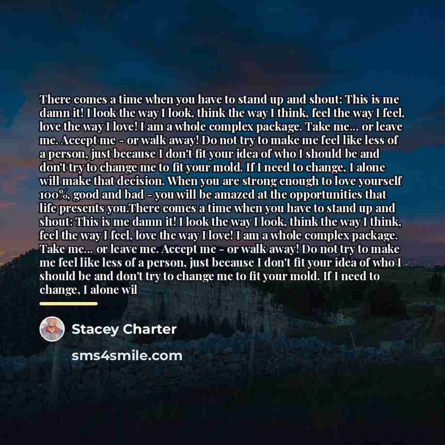 “There comes a time when you have to stand up…” quote by Stacey Charter