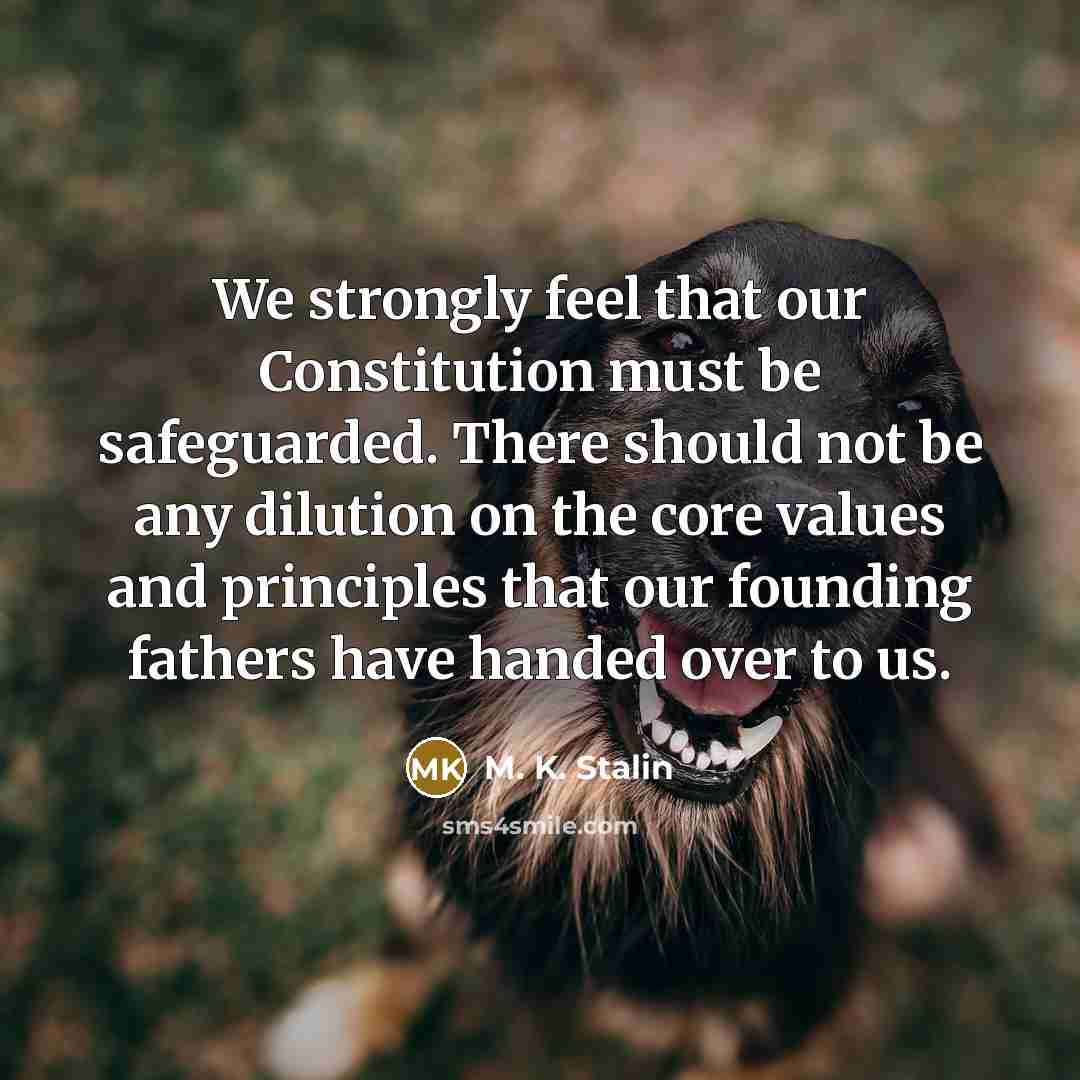 “We strongly feel that our Constitution must be safeguarded. There…” quote by M. K. Stalin
