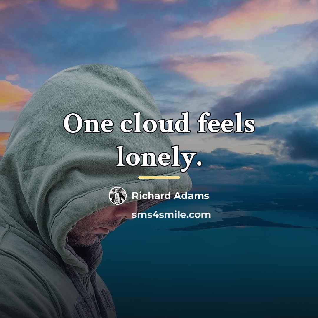 “One cloud feels lonely.…” quote by Richard Adams