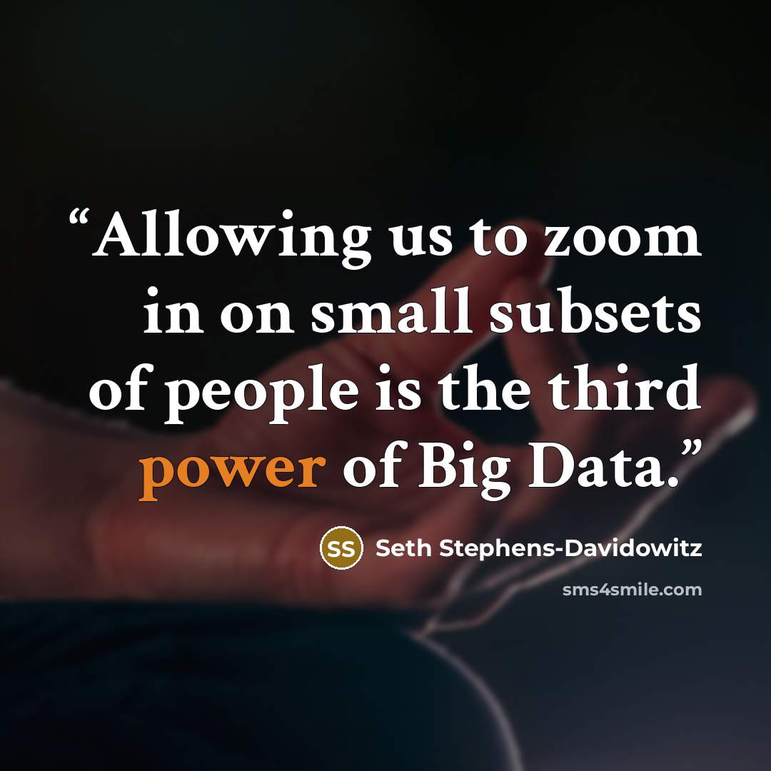 “Allowing us to zoom in on small subsets of people is the third power of Big Data.” quote by Seth Stephens-Davidowitz