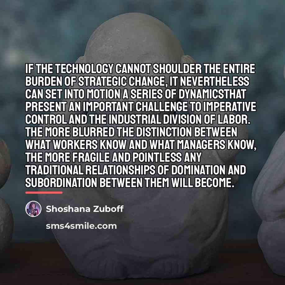 “If the technology cannot shoulder the entire burden of strategic…” quote by Shoshana Zuboff
