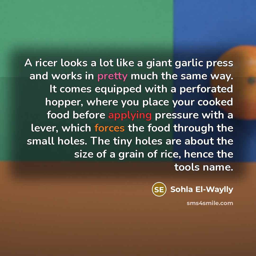 “A ricer looks a lot like a giant garlic press…” quote by Sohla El-Waylly