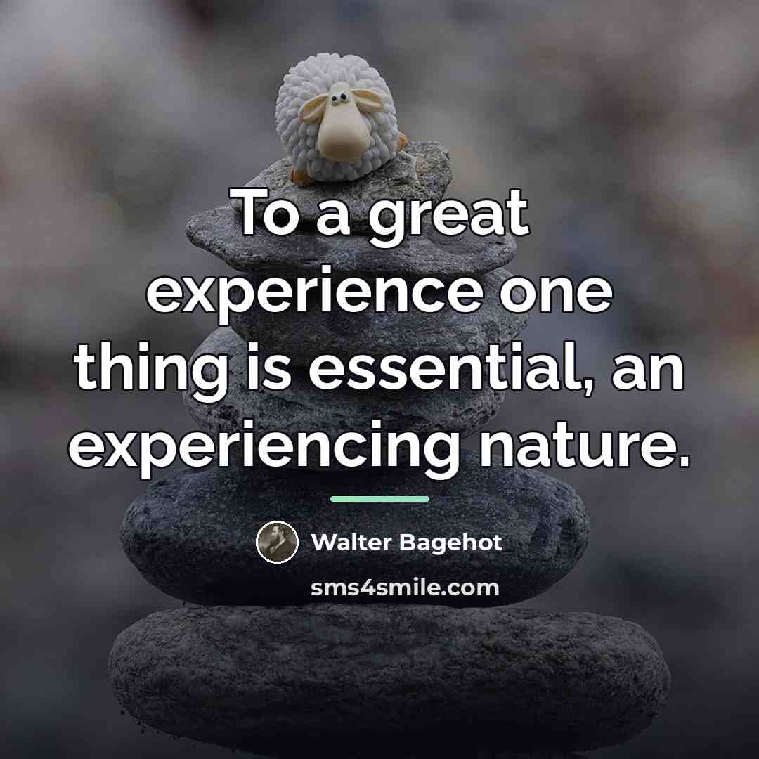 “To a great experience one thing is essential, an experiencing…” quote by Walter Bagehot