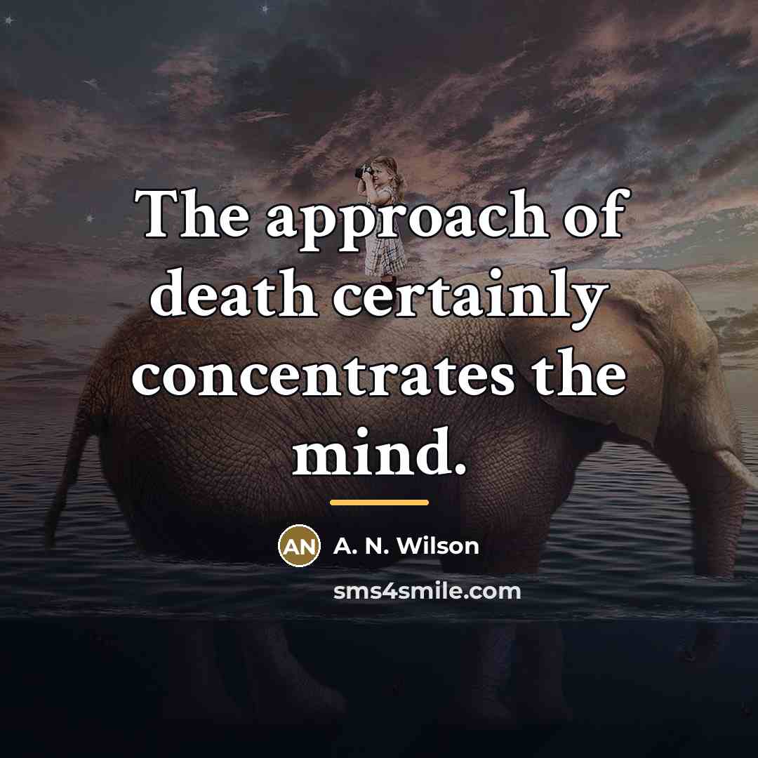 “The approach of death certainly concentrates the mind.…” quote by A. N. Wilson