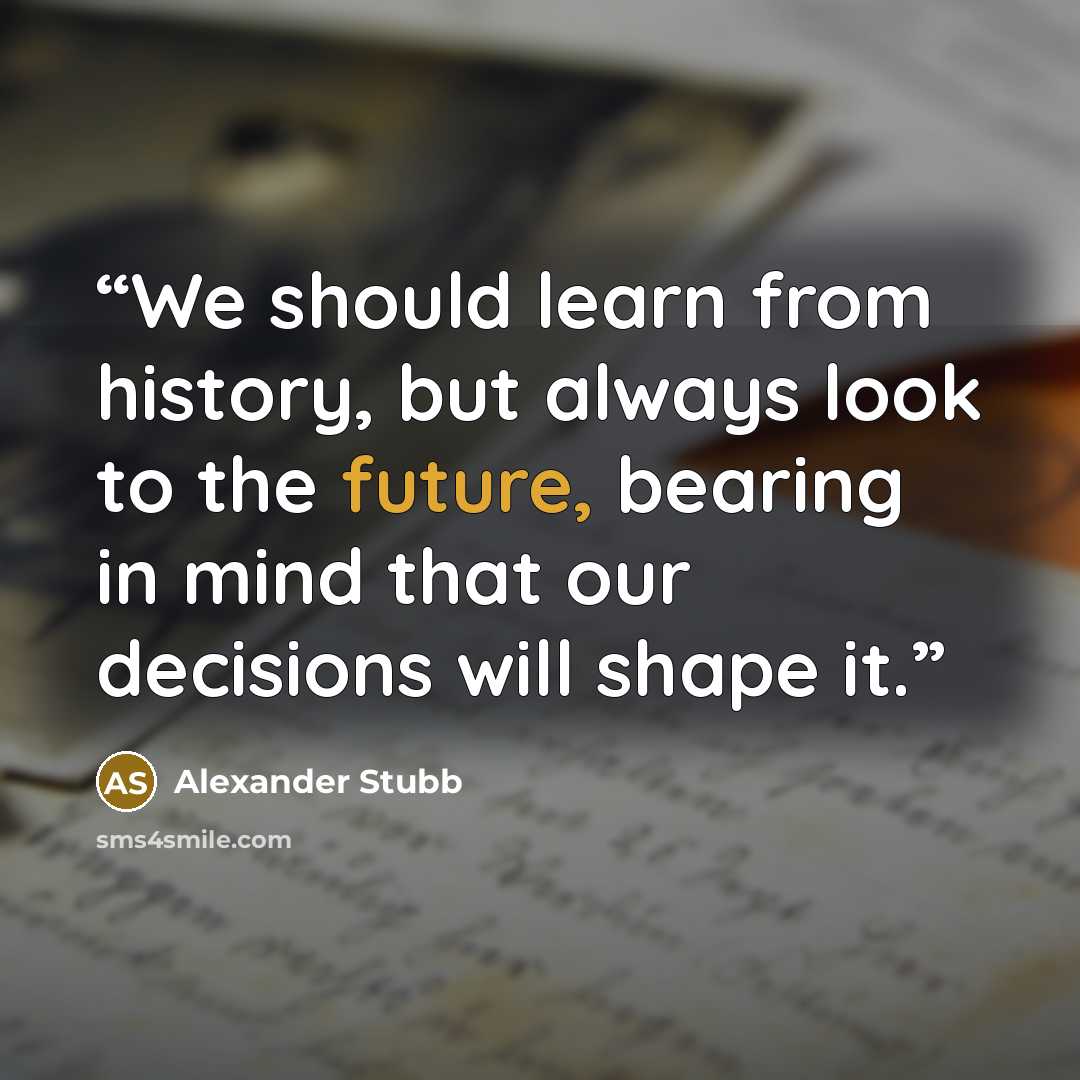 “We should learn from history, but always look to the future, bearing in mind that our decisions will shape it.” quote by Alexander Stubb