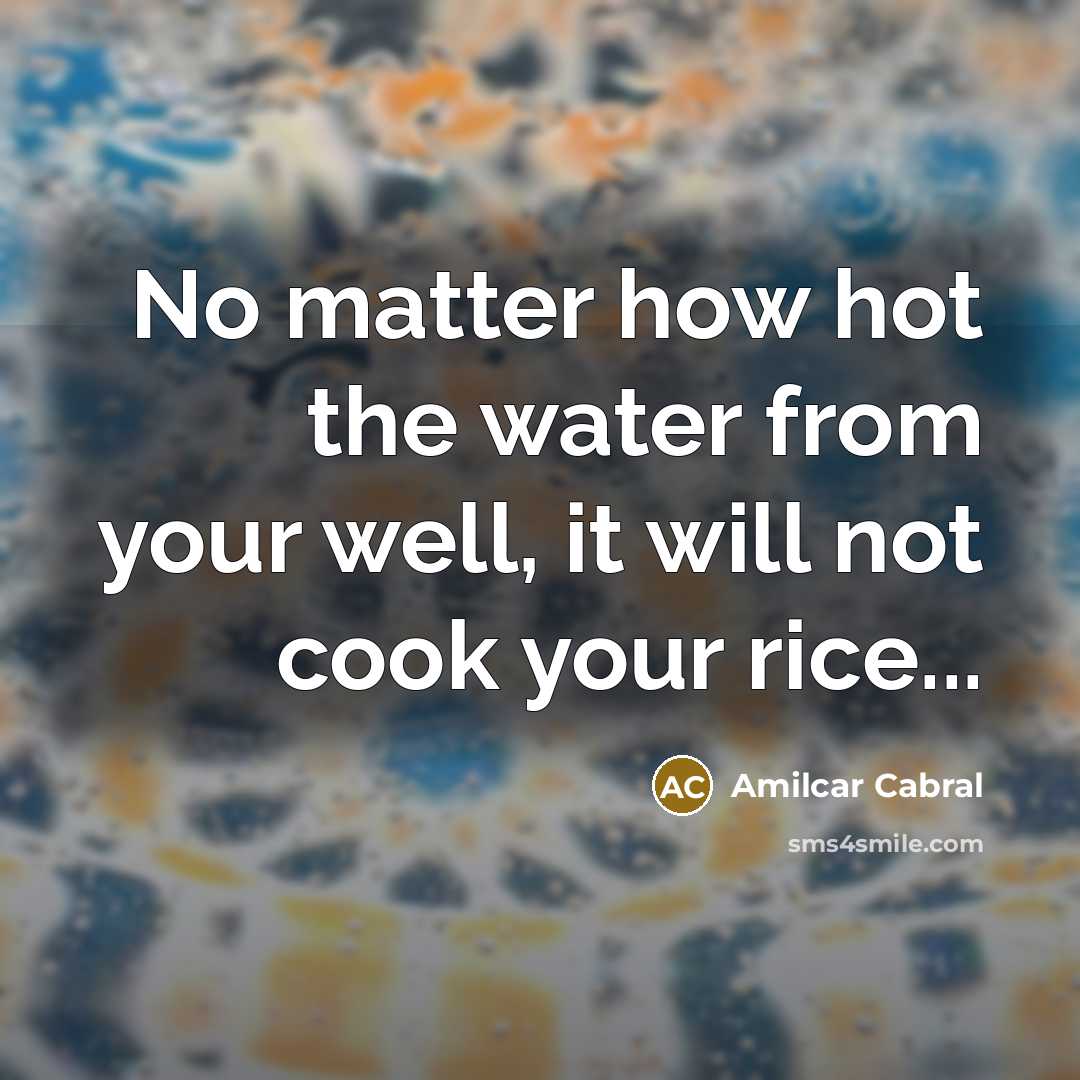 “No matter how hot the water from your well, it will not cook your rice...” quote by Amilcar Cabral