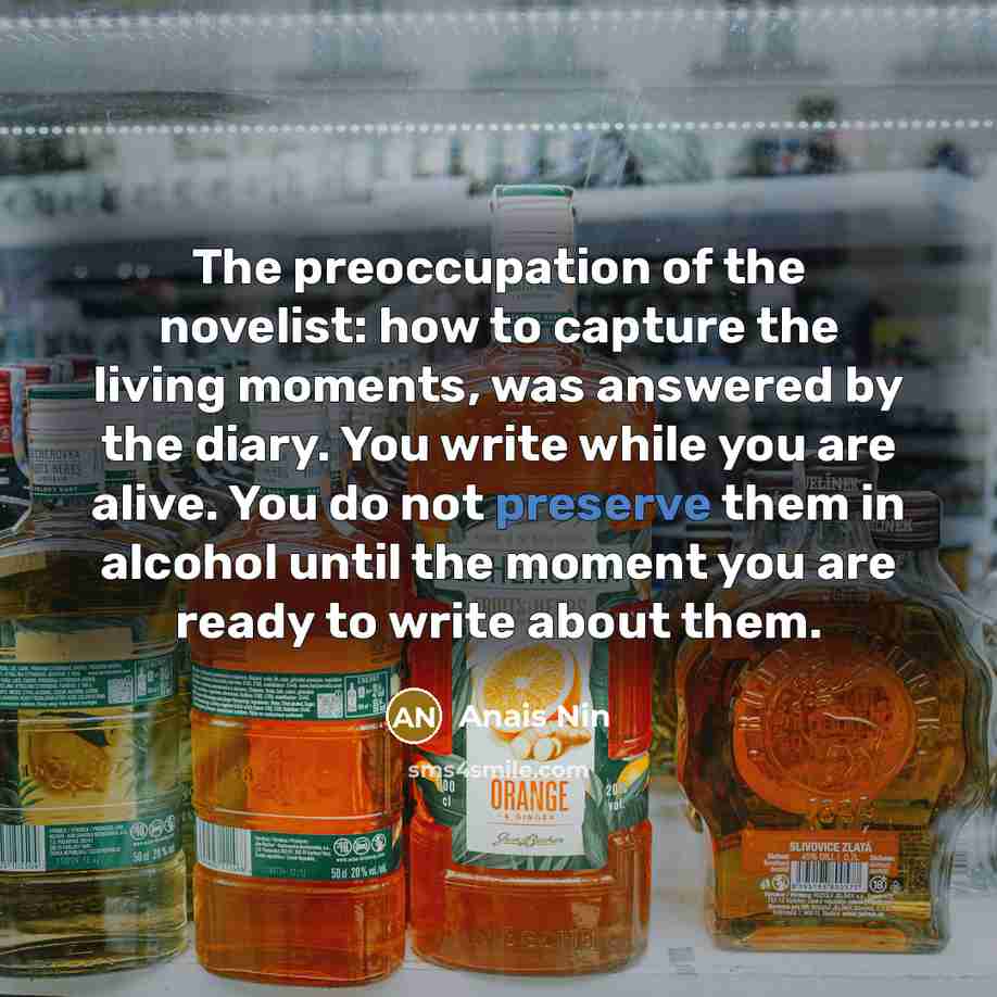 “The preoccupation of the novelist: how to capture the living…” quote by Anais Nin
