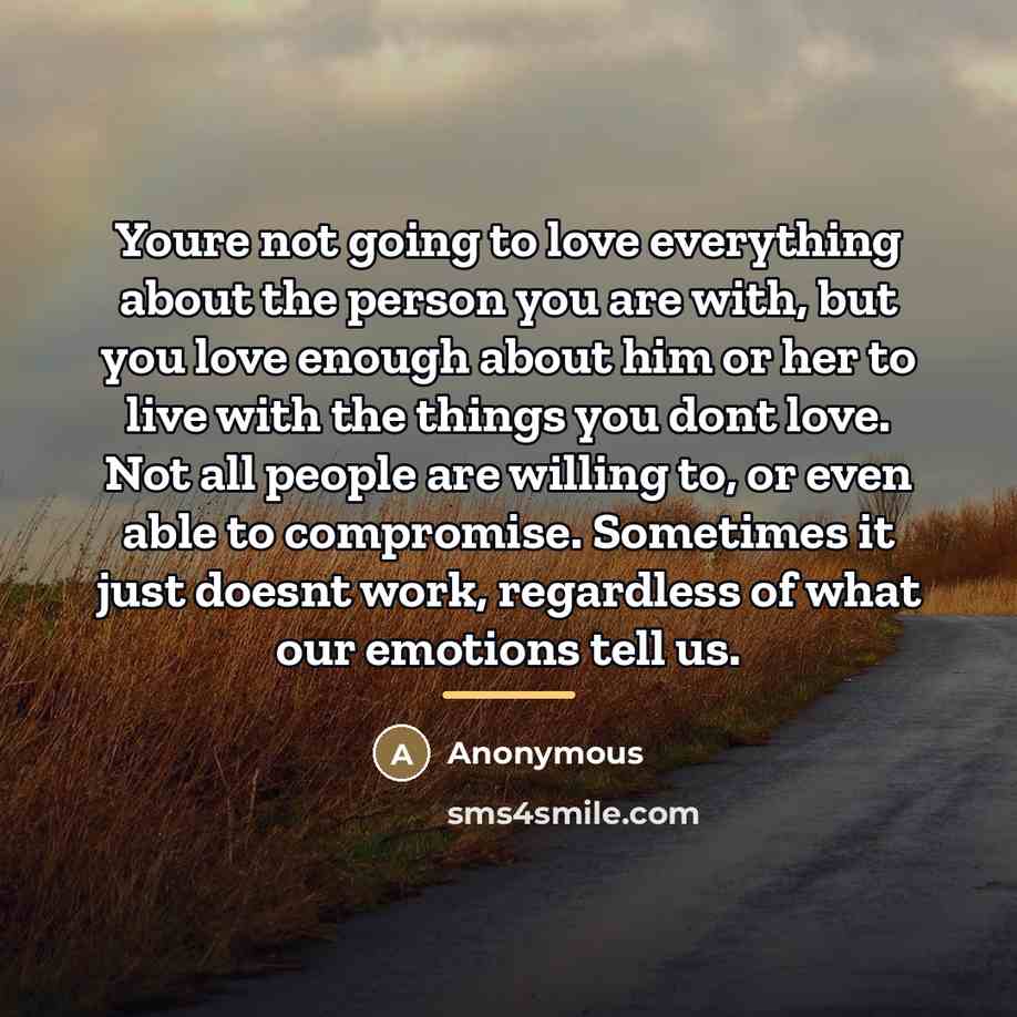 “Youre not going to love everything about the person you…” quote by Anonymous