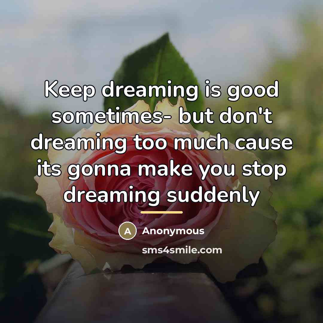“Keep dreaming is good sometimes- but don't dreaming too much…” quote by Anonymous
