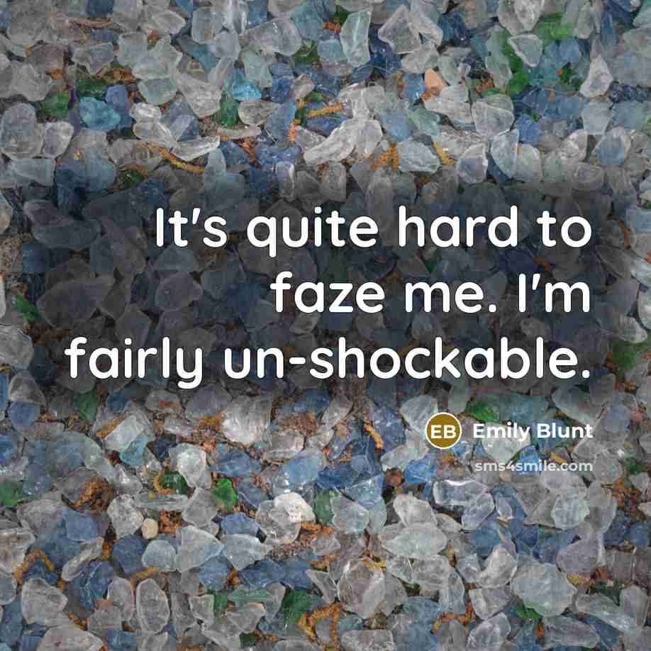 “It's quite hard to faze me. I'm fairly un-shockable.…” quote by Emily Blunt