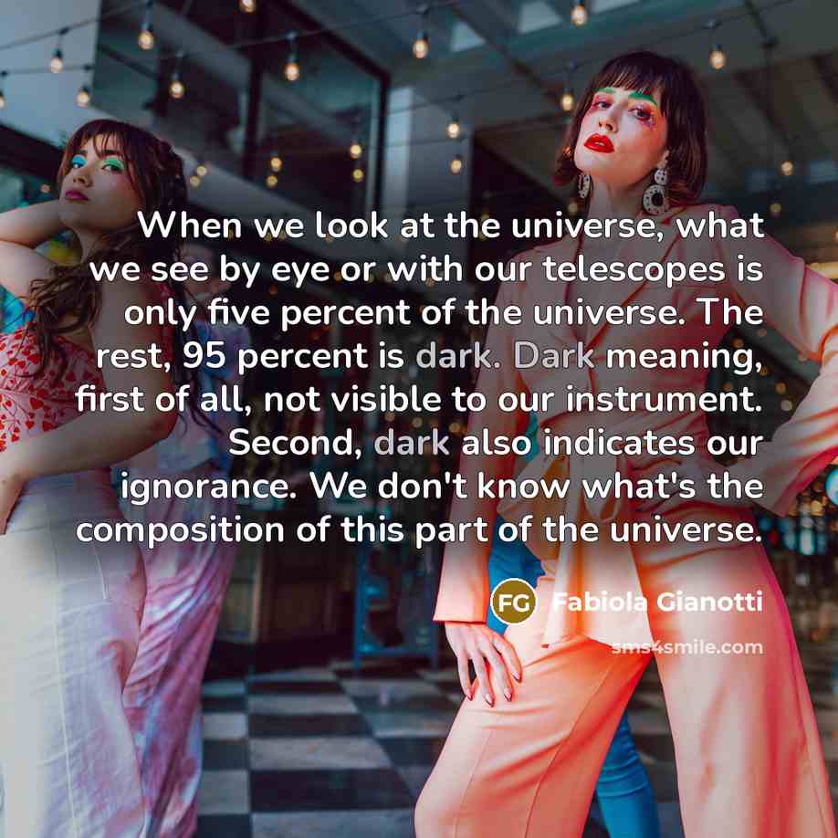 “When we look at the universe, what we see by…” quote by Fabiola Gianotti