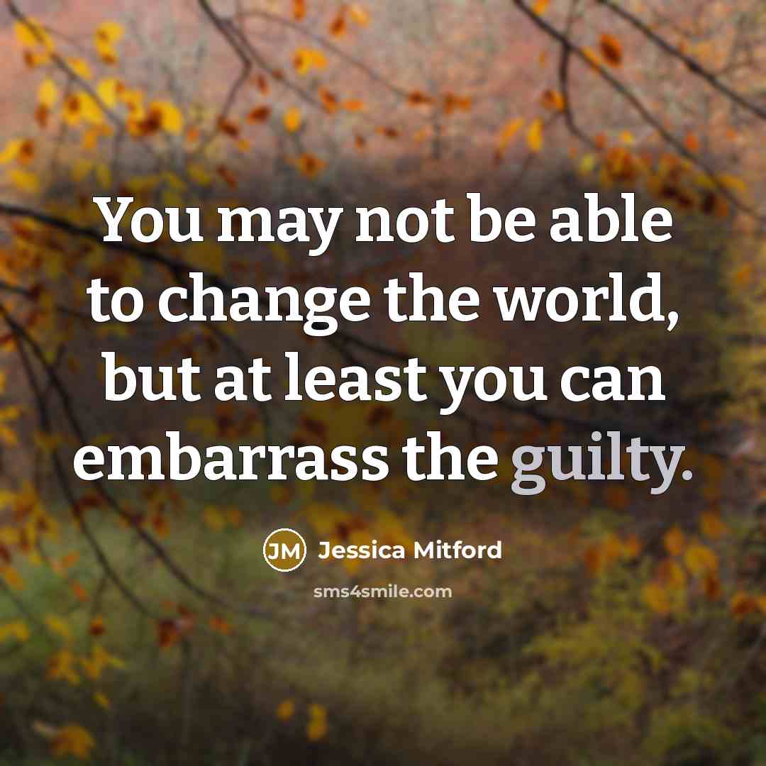 “You may not be able to change the world, but…” quote by Jessica Mitford