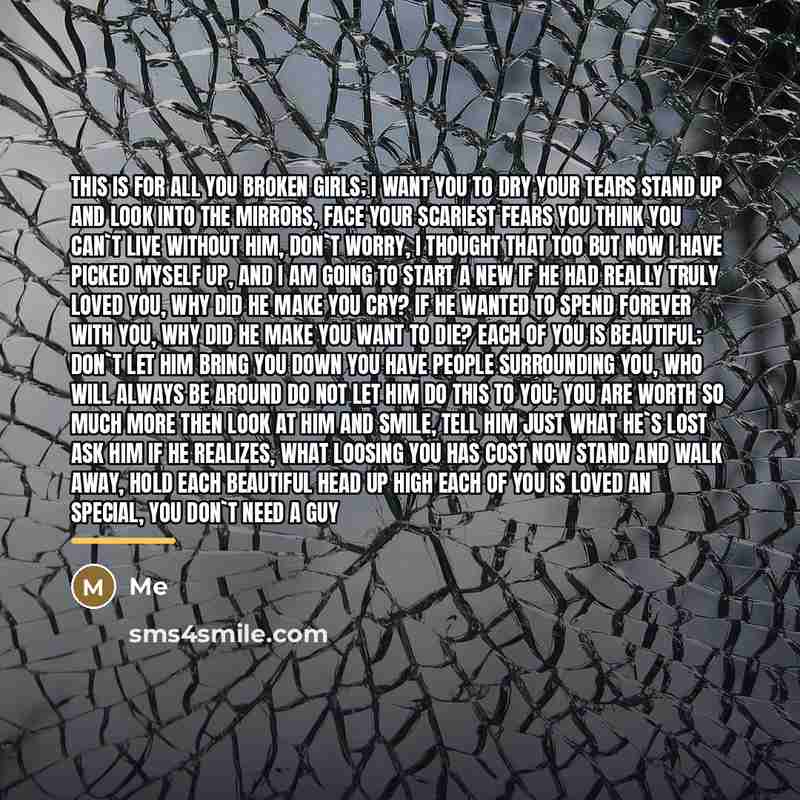 “This is for all you broken girls; I want you…” quote by Me