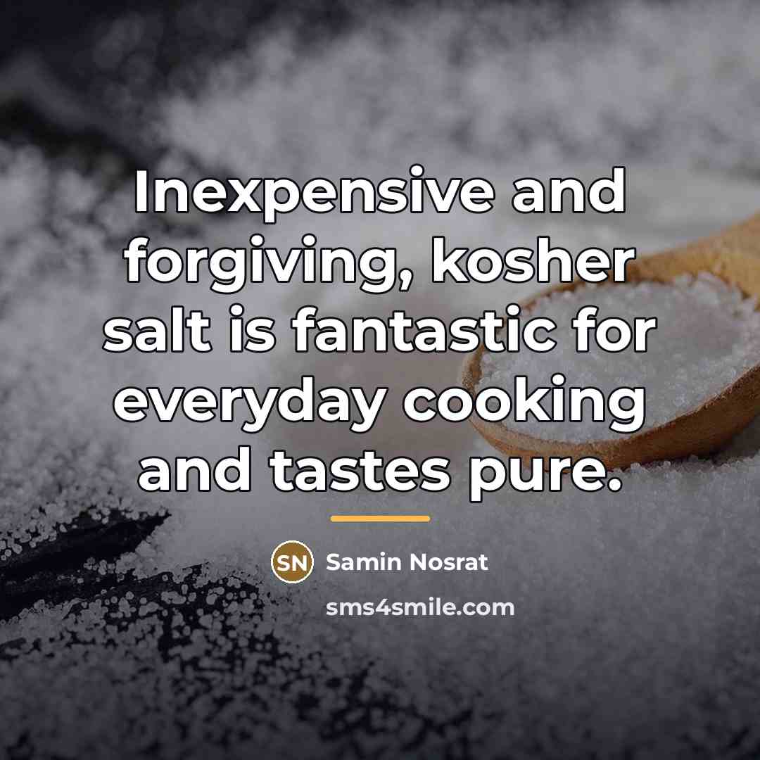 “Inexpensive and forgiving, kosher salt is fantastic for everyday cooking…” quote by Samin Nosrat