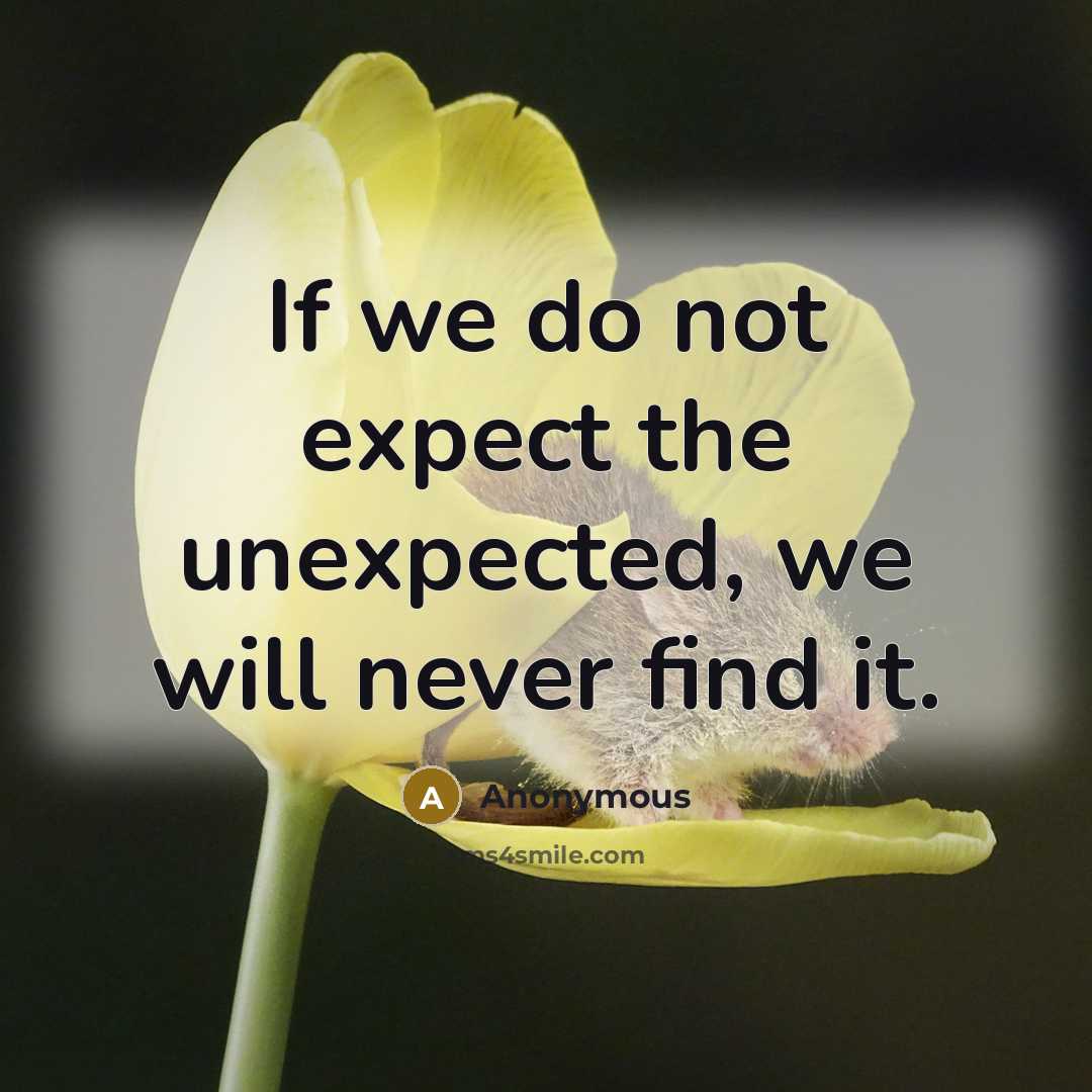 “If we do not expect the unexpected, we will never find it.” quote by Anonymous
