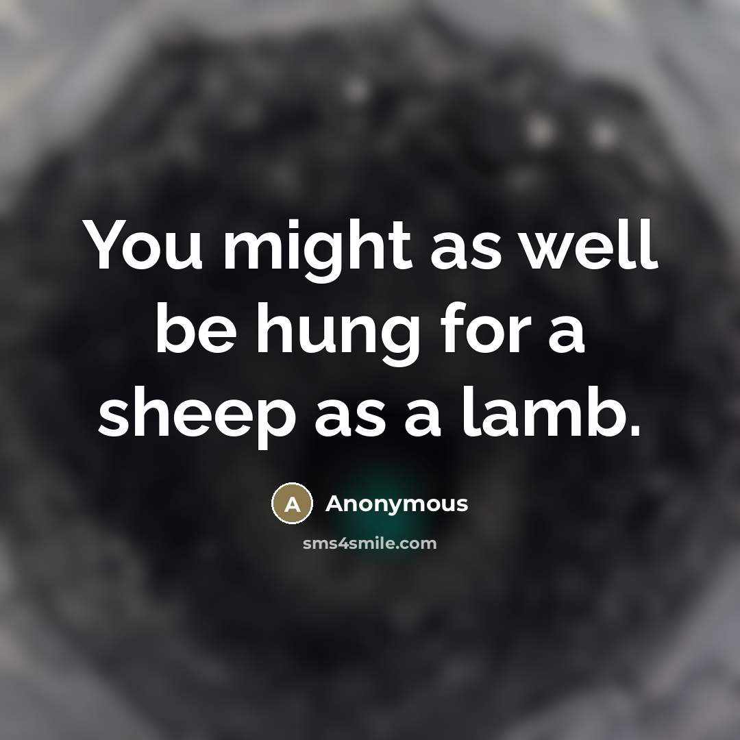 “You might as well be hung for a sheep as…” quote by Anonymous
