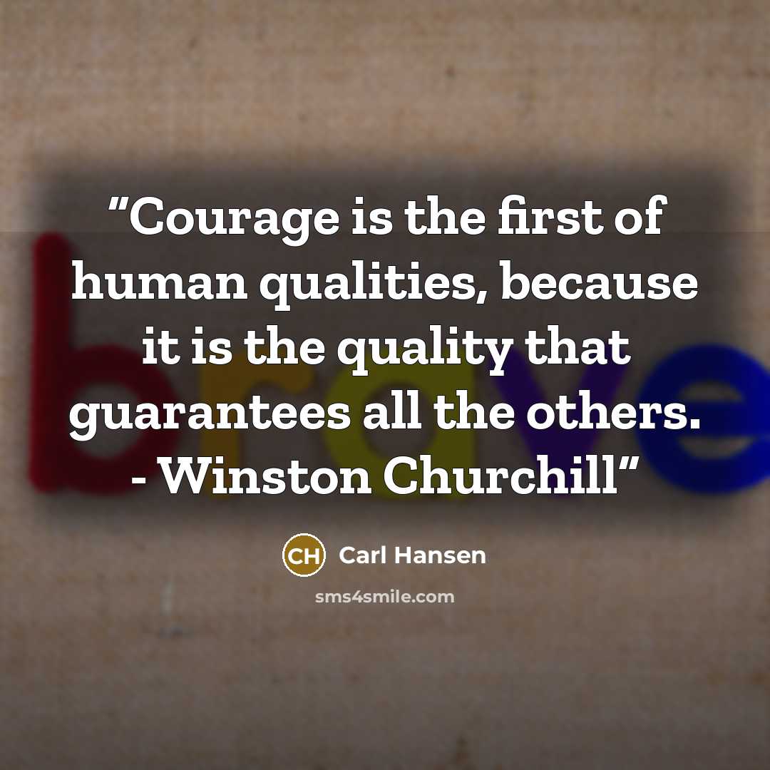 “Courage is the first of human qualities, because it is the quality that guarantees all the others. - Winston Churchill” quote by Carl Hansen