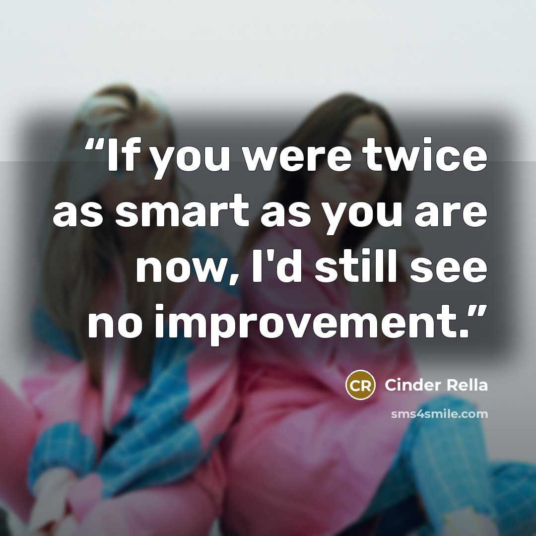 “If you were twice as smart as you are now, I'd still see no improvement.” quote by Cinder Rella