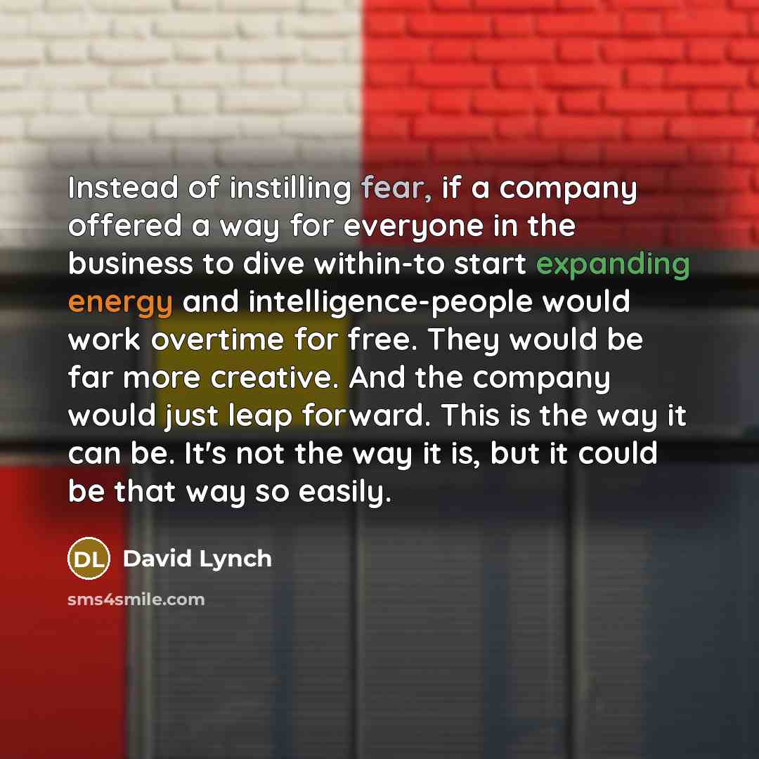 “Instead of instilling fear, if a company offered a way…” quote by David Lynch
