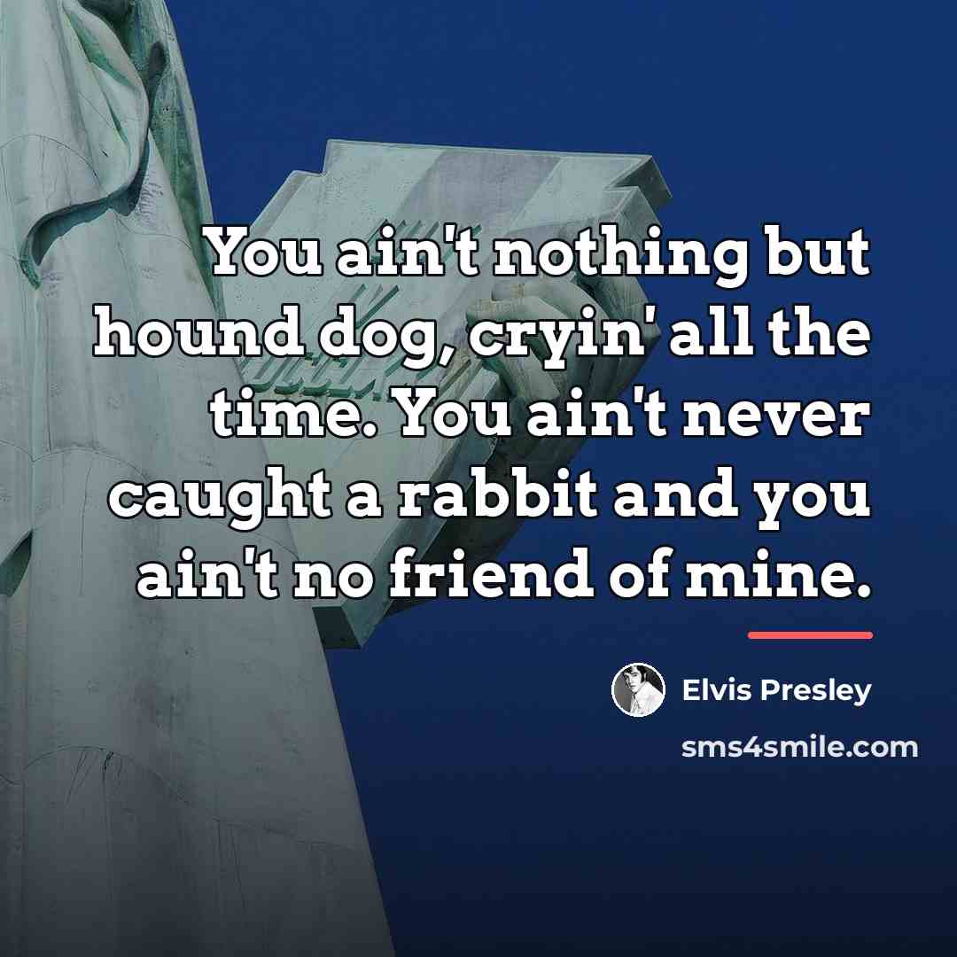 “You ain't nothing but hound dog, cryin' all the time.…” quote by Elvis Presley