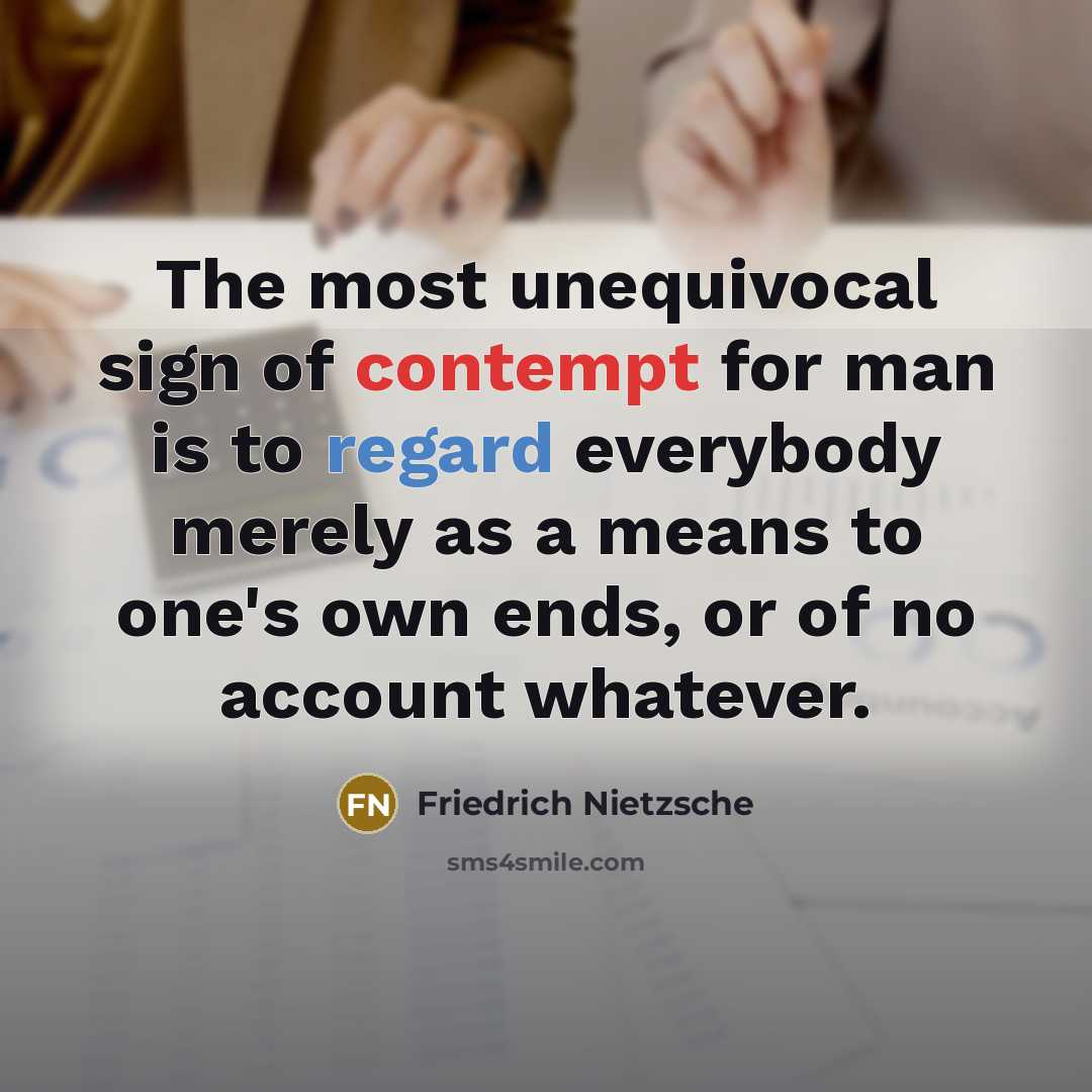 “The most unequivocal sign of contempt for man is to…” quote by Friedrich Nietzsche