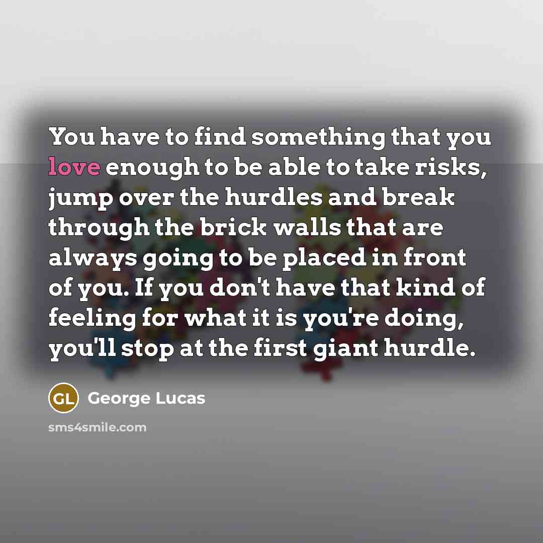 “You have to find something that you love enough to…” quote by George Lucas