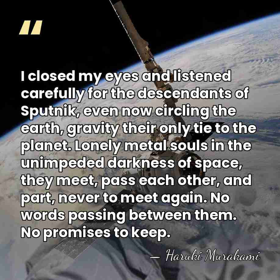 I closed my eyes and listened carefully for the descendants of Sputnik,&hellip; - Haruki Murakami