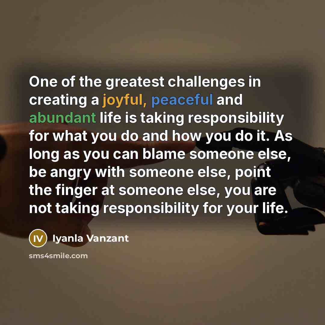“One of the greatest challenges in creating a joyful, peaceful…” quote by Iyanla Vanzant