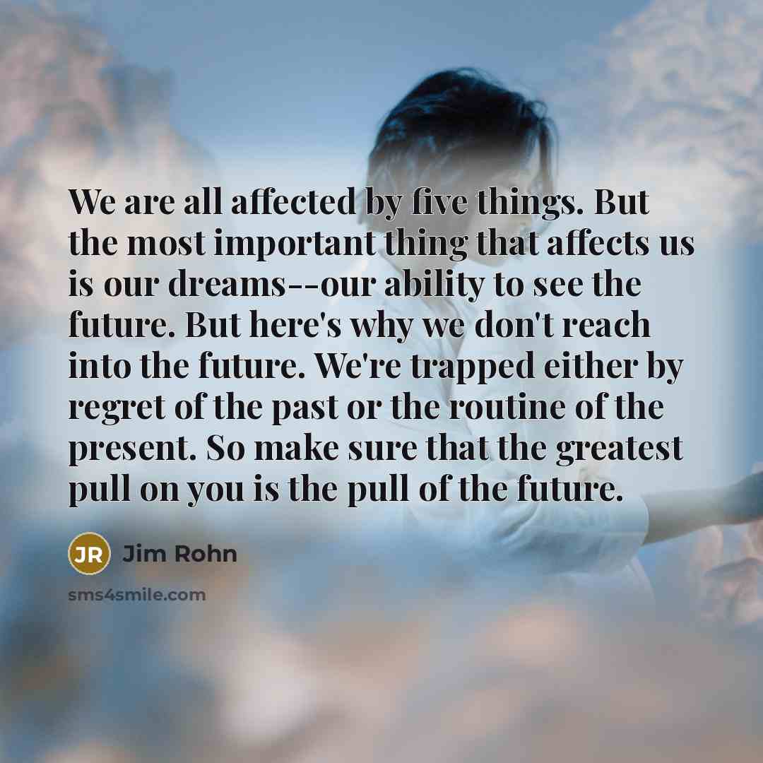 “We are all affected by five things. But the most…” quote by Jim Rohn