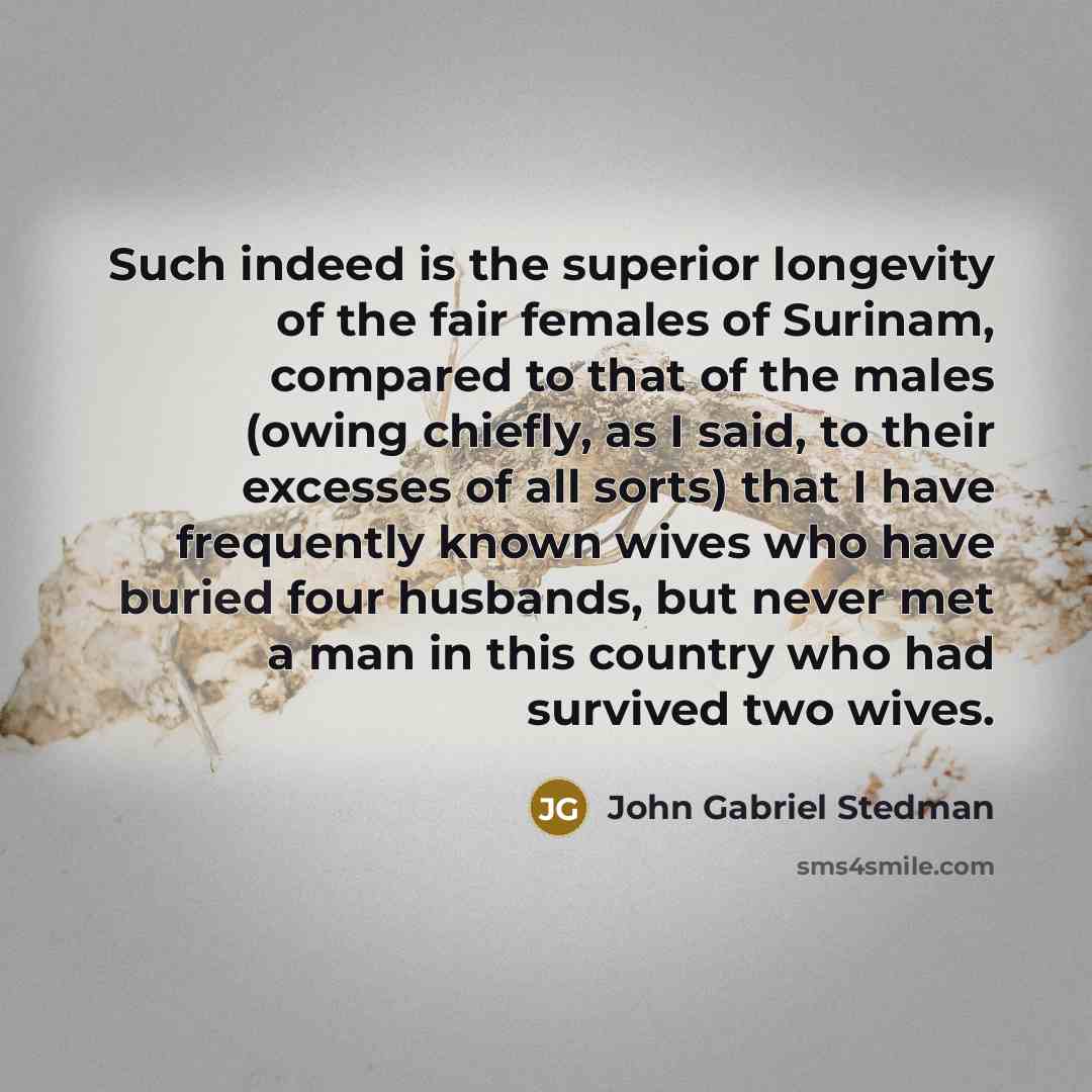 “Such indeed is the superior longevity of the fair females…” quote by John Gabriel Stedman