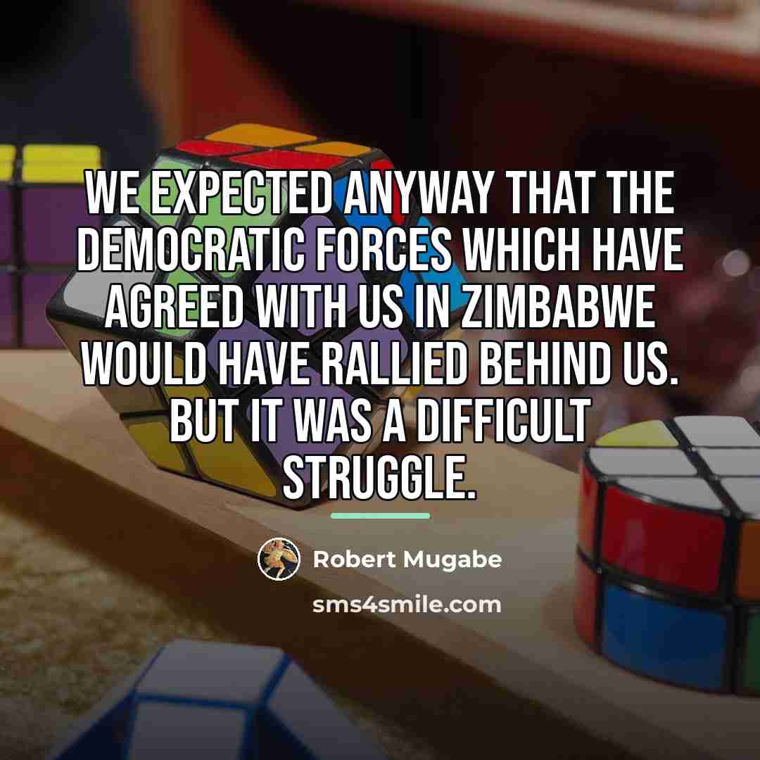“We expected anyway that the democratic forces which have agreed…” quote by Robert Mugabe