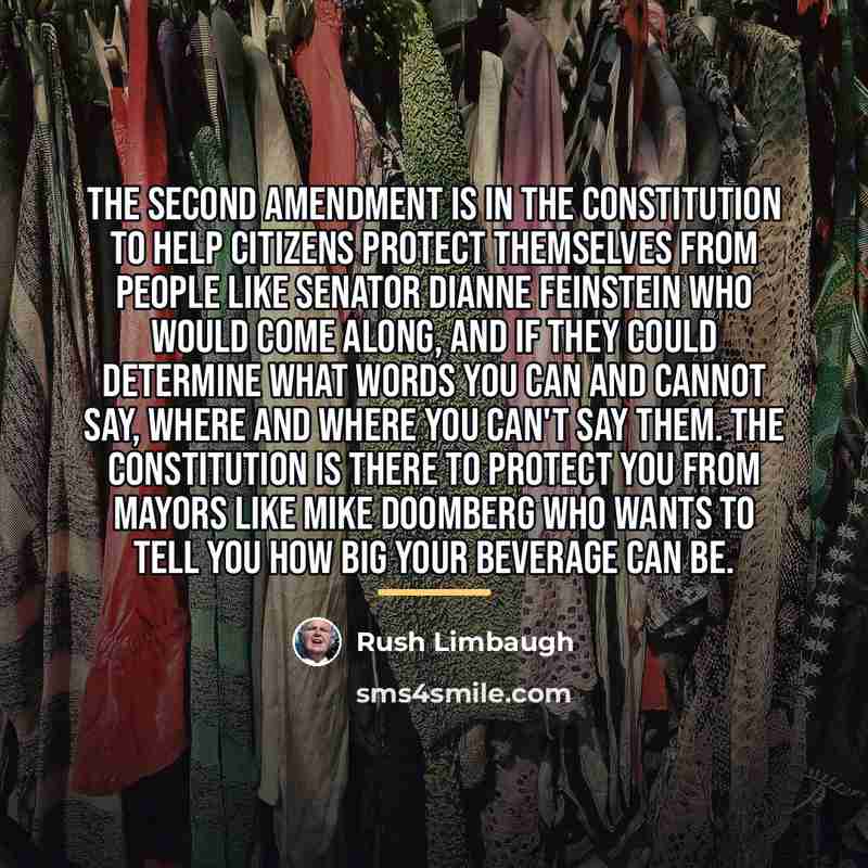 “The Second Amendment is in the Constitution to help citizens…” quote by Rush Limbaugh