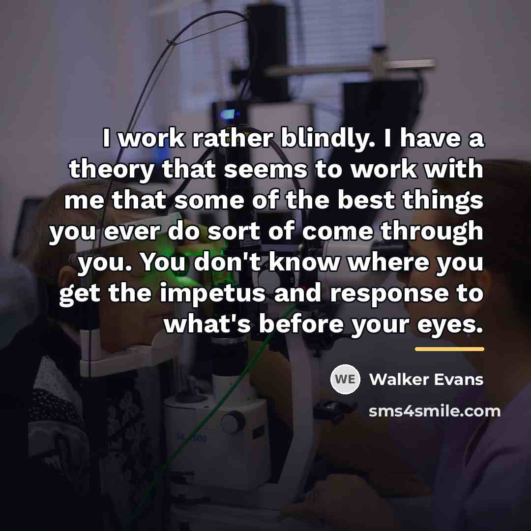 “I work rather blindly. I have a theory that seems…” quote by Walker Evans