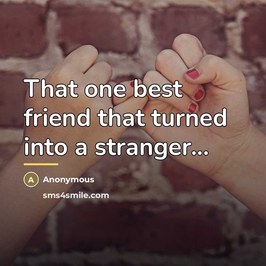 “That one best friend that turned into a stranger...…” quote by Anonymous