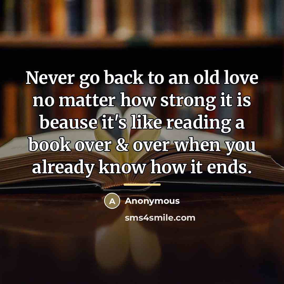 “Never go back to an old love no matter how…” quote by Anonymous