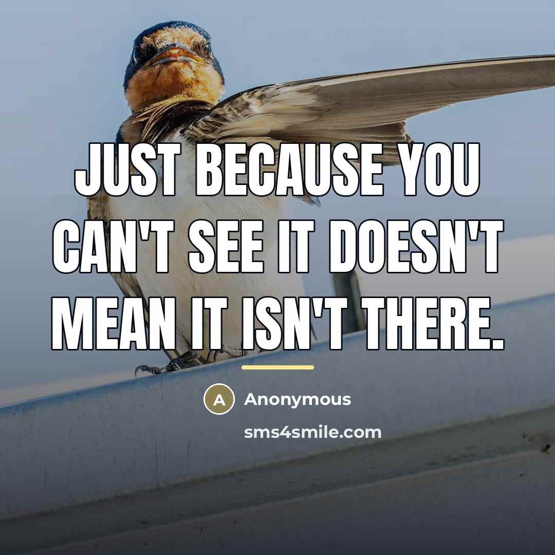 “Just because you can't see it doesn't mean it isn't…” quote by Anonymous