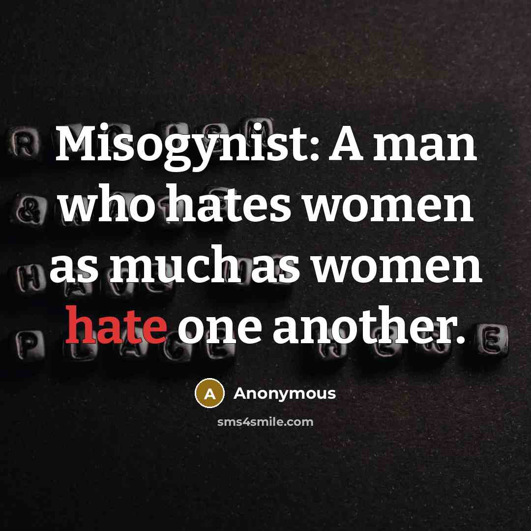 “Misogynist: A man who hates women as much as women…” quote by Anonymous