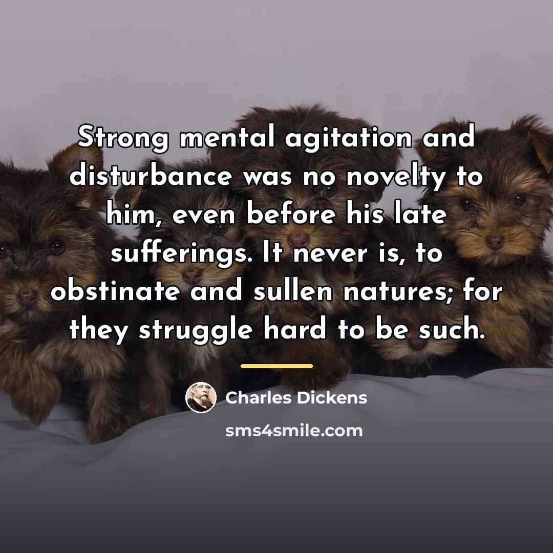 “Strong mental agitation and disturbance was no novelty to him,…” quote by Charles Dickens