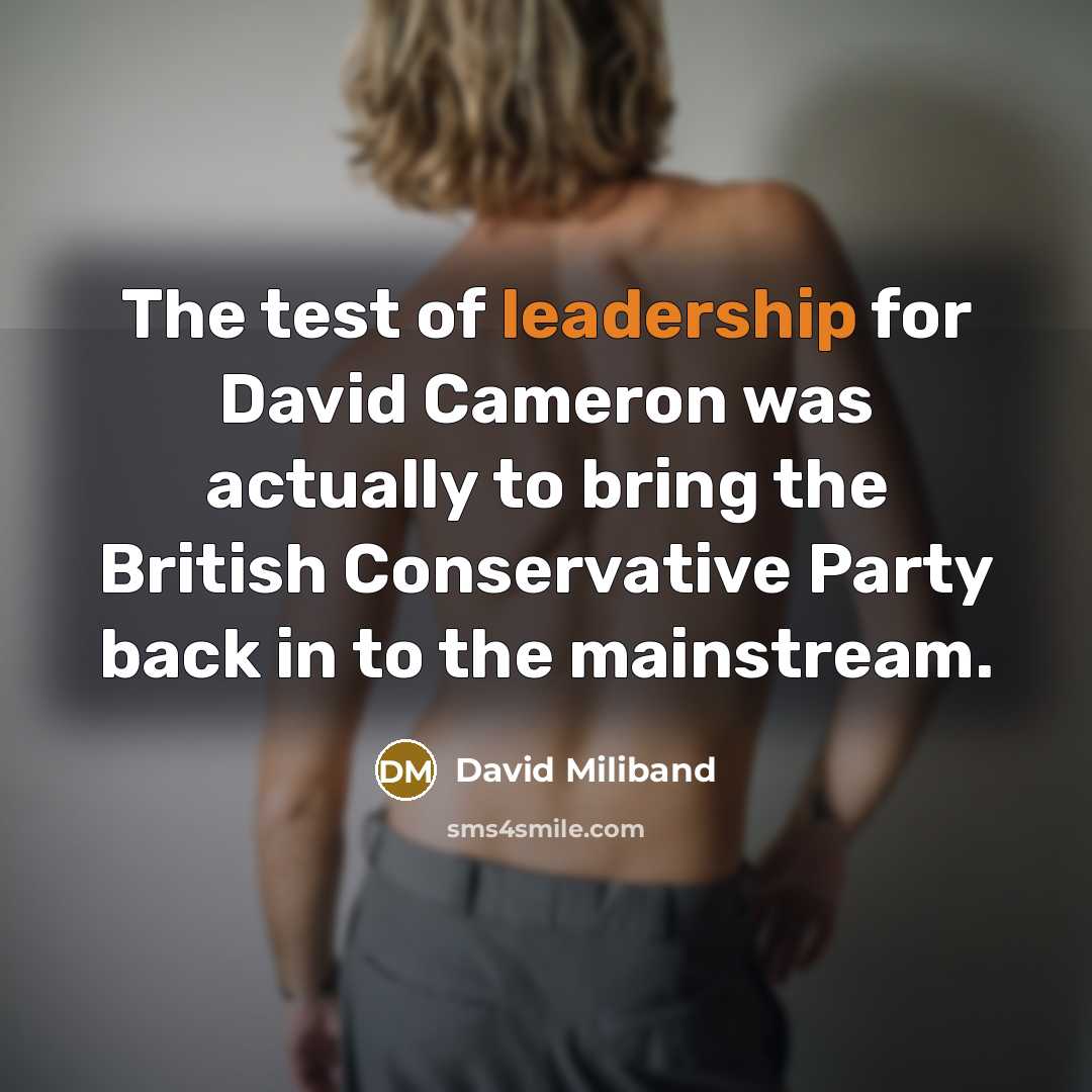 “The test of leadership for David Cameron was actually to…” quote by David Miliband