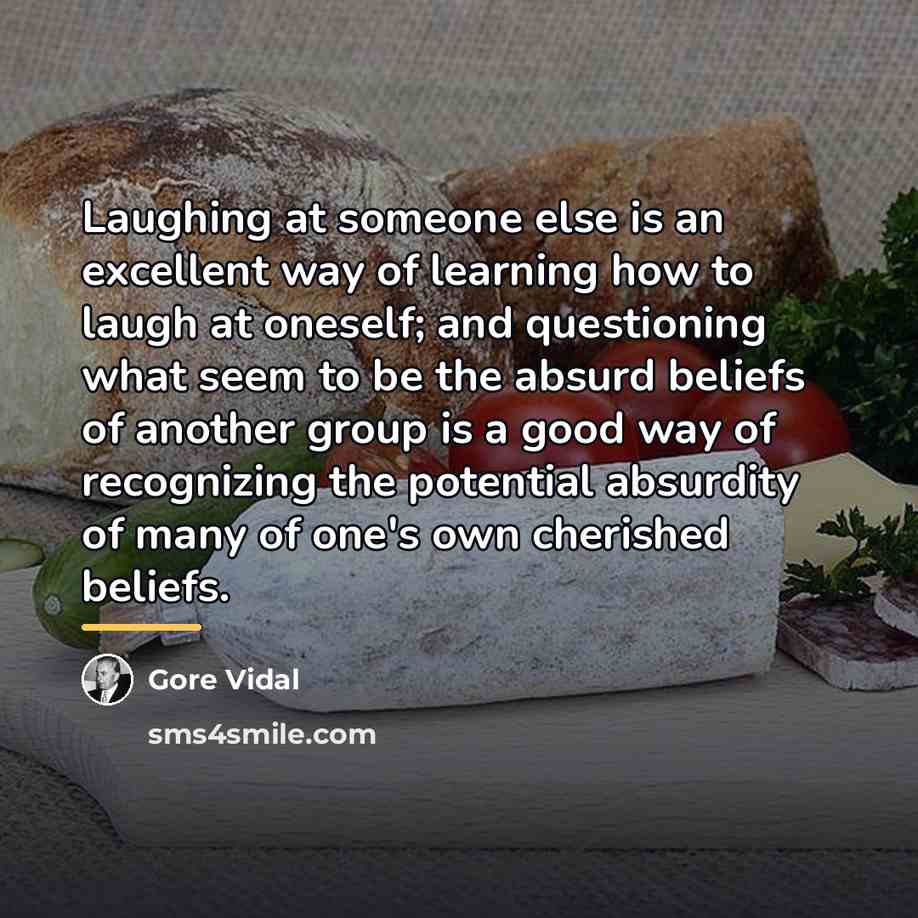 “Laughing at someone else is an excellent way of learning…” quote by Gore Vidal